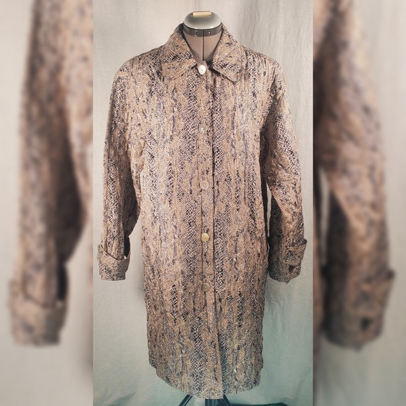 Debra DeRoo Silk Mother of Pearl Button Long Duster Trench Coat S - Picture 1 of 8